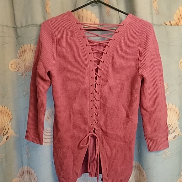 3 for $15 lace up sweater - Picture 1 of 5